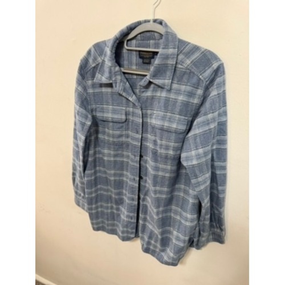 Pendleton Mens XL Blue Plaid Flannel Button Down Shirt Long Sleeve Chest Pockets